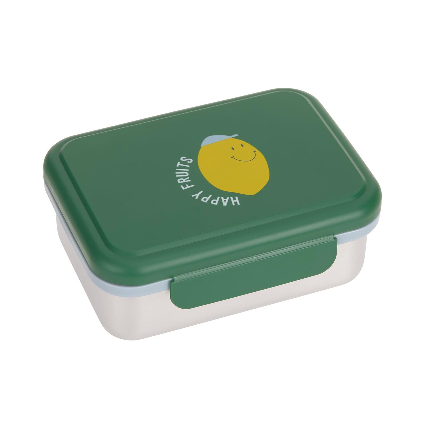 Kinder Brotdose Edelstahl mit Trennwand für Schule, Green/Lemon