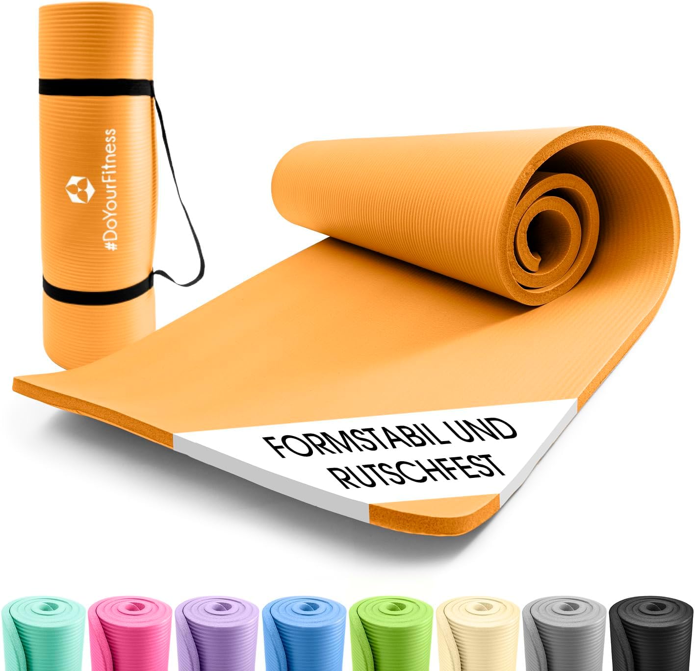 Rutschfeste Fitnessmatte, gelenkschonend, 183 x 61 x 1 cm Orange