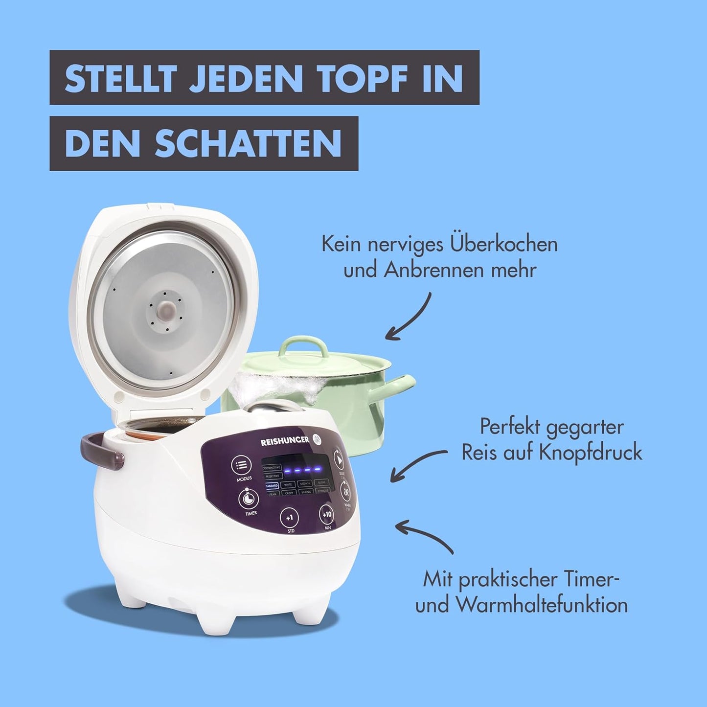 Digitaler Reiskocher Set, weiss