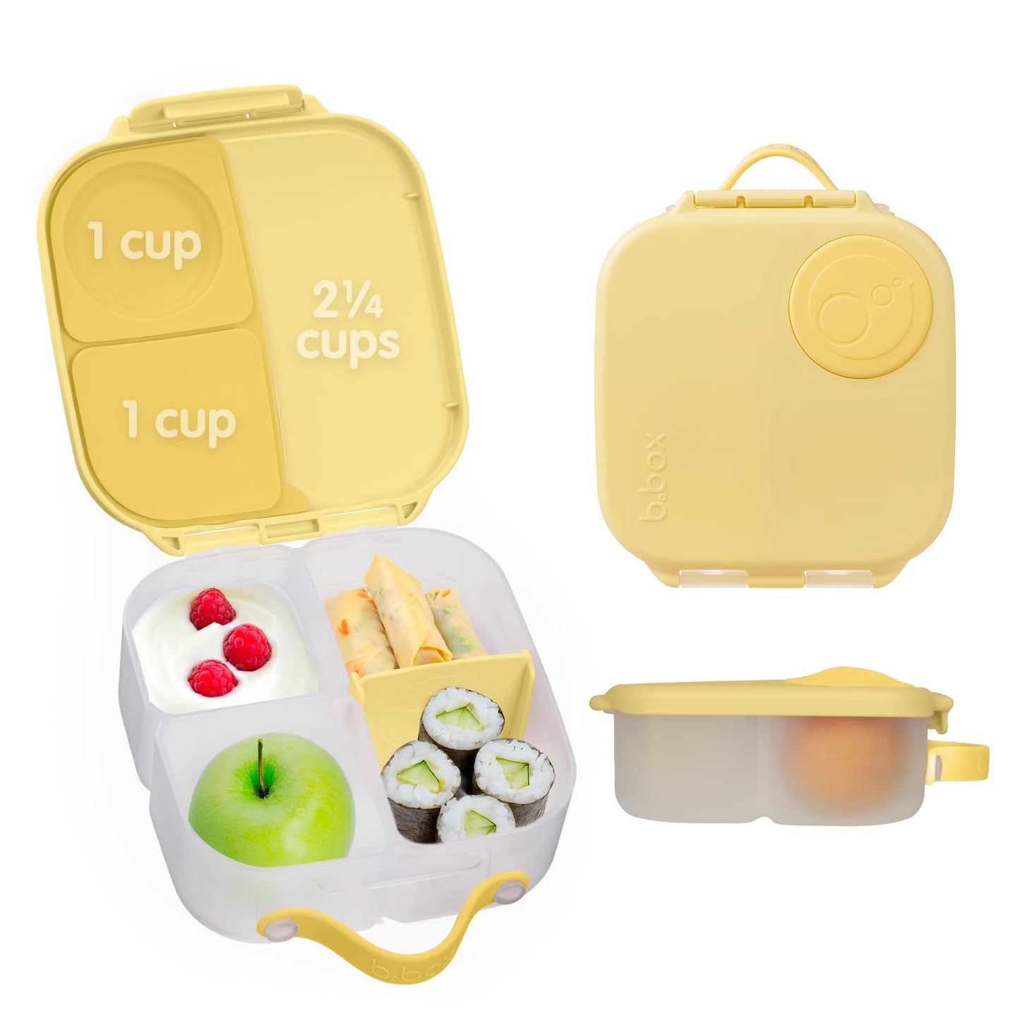 Mini Bento-Box mit 3 Fächern (2 auslaufsicher), Lemon Twist