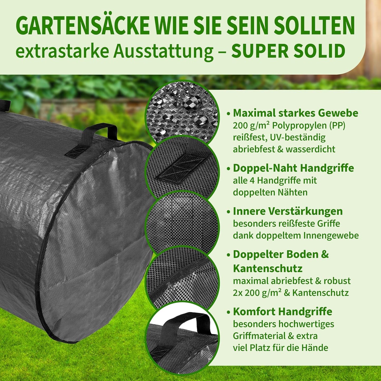 3er-Set Gartensack Super Solid, 272 Liter grau 3x 1 stück (3er Pack)