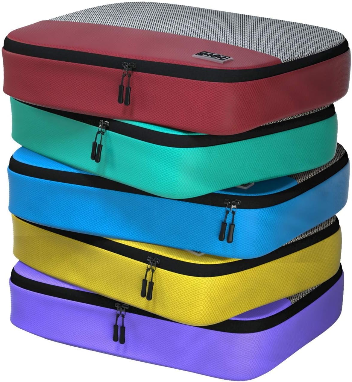 Packwürfel Gepäck-Organizer-Set, Rot, Gelb, Grün, Blau, Violett