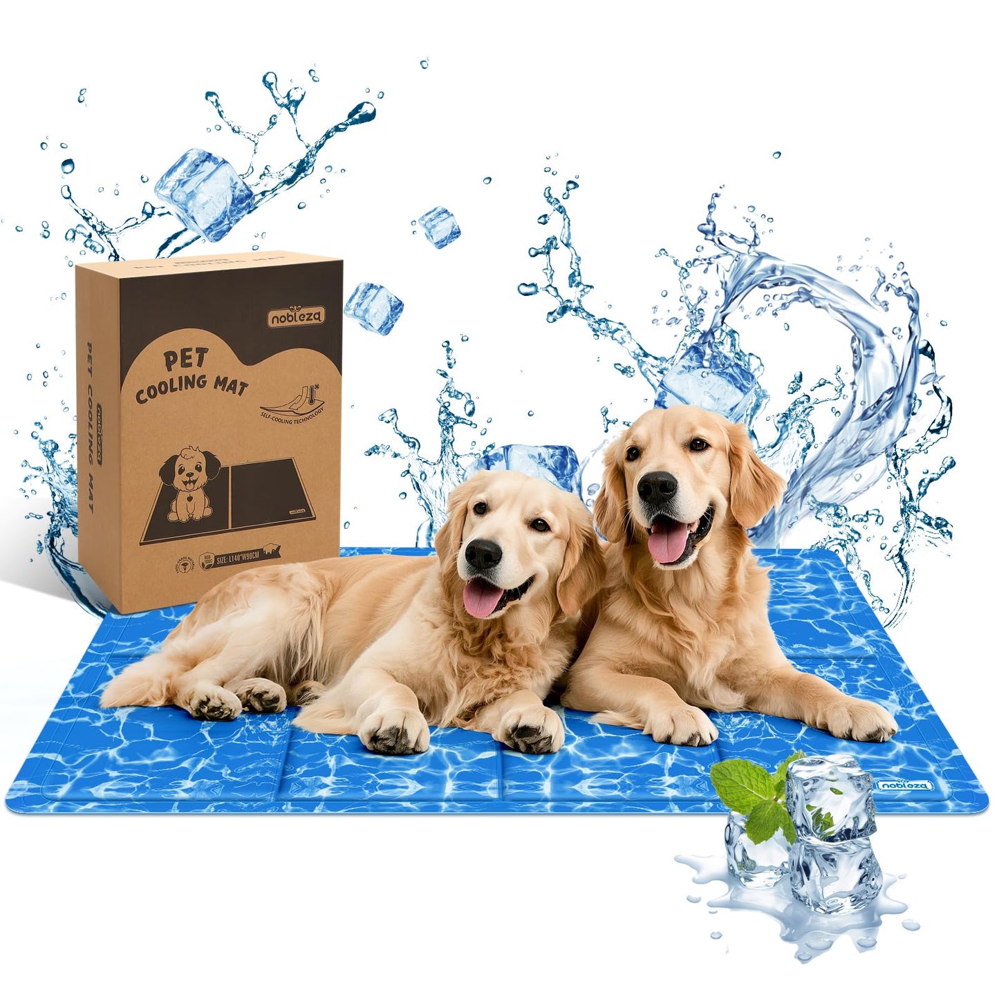 Selbstkühlende Hundematte, L 140 x B 90 x H 2 cm Blau