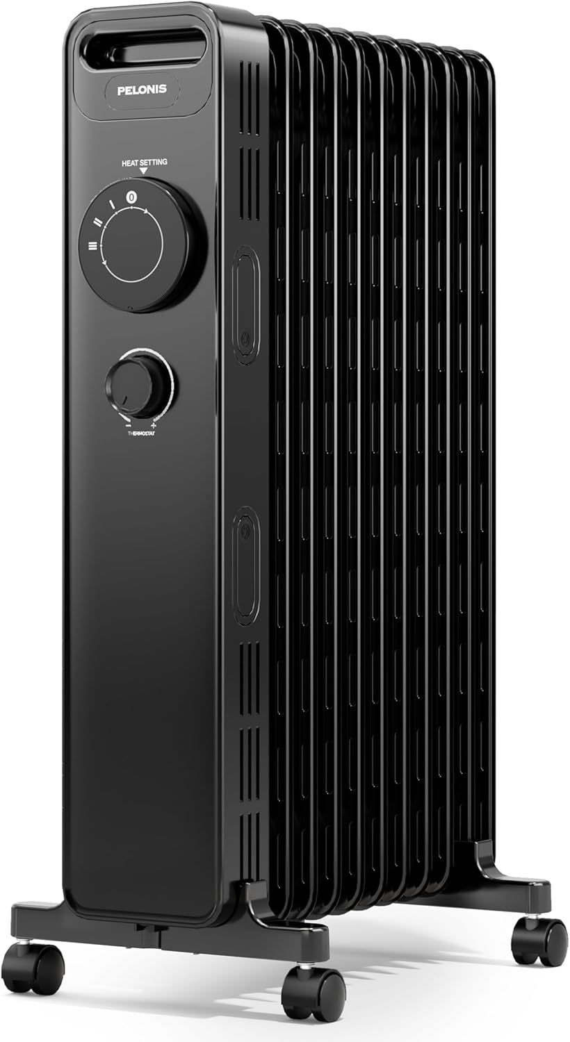 Ölradiator mit Thermostat & Schutzfunktionen, 11 Rippen ohne Fernbedienung / Schwarz