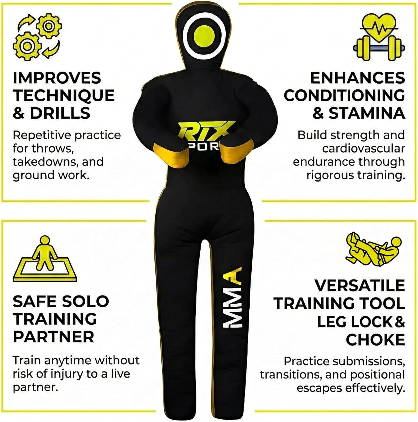 Grappling Dummy für MMA und Judo Training, 59" - Inches Gelb