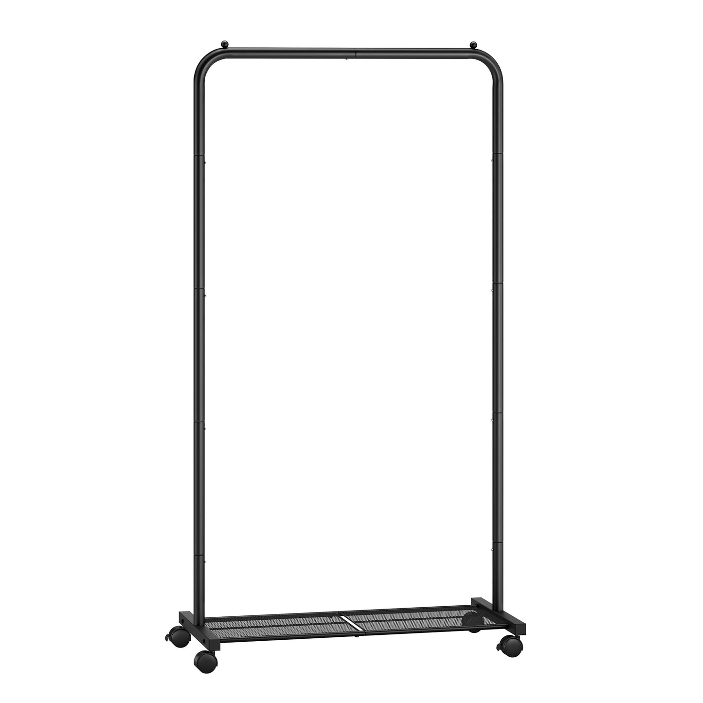 Kleiderständer mit Rollen und Gitterablage (bis 35 kg), Schwarz 74 x 40,5 x 158 cm