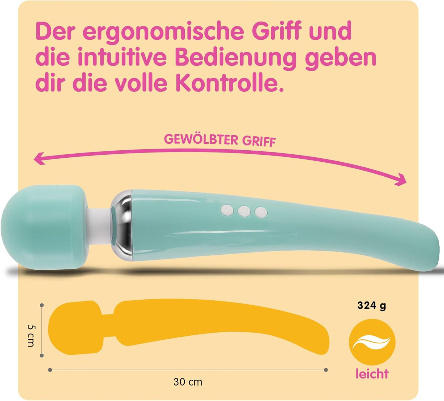 Wiederaufladbares Massagegerät mit 20 Modi und 8 Geschwindigkeiten, Gross Grün