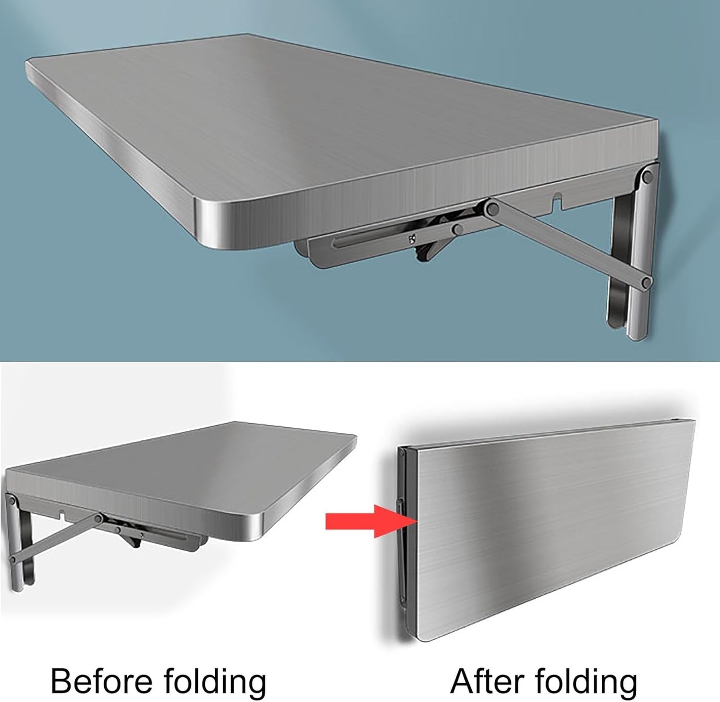 Klappbarer Wandtisch aus Edelstahl, 40x30 cm, 40*30cm(16*12in)