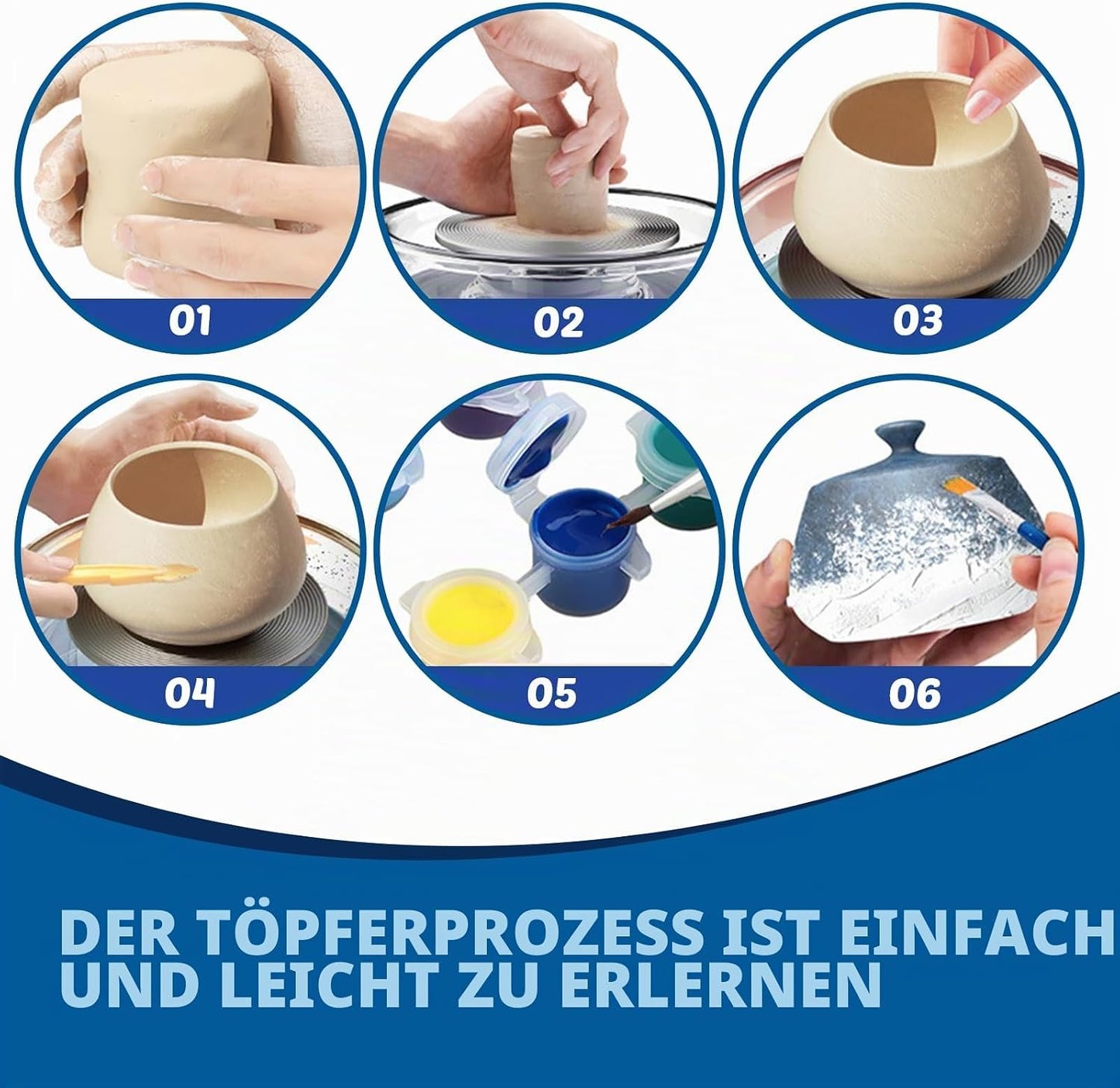 Mini-Töpferscheiben-Set mit Fusspedal und einstellbarer Geschwindigkeit