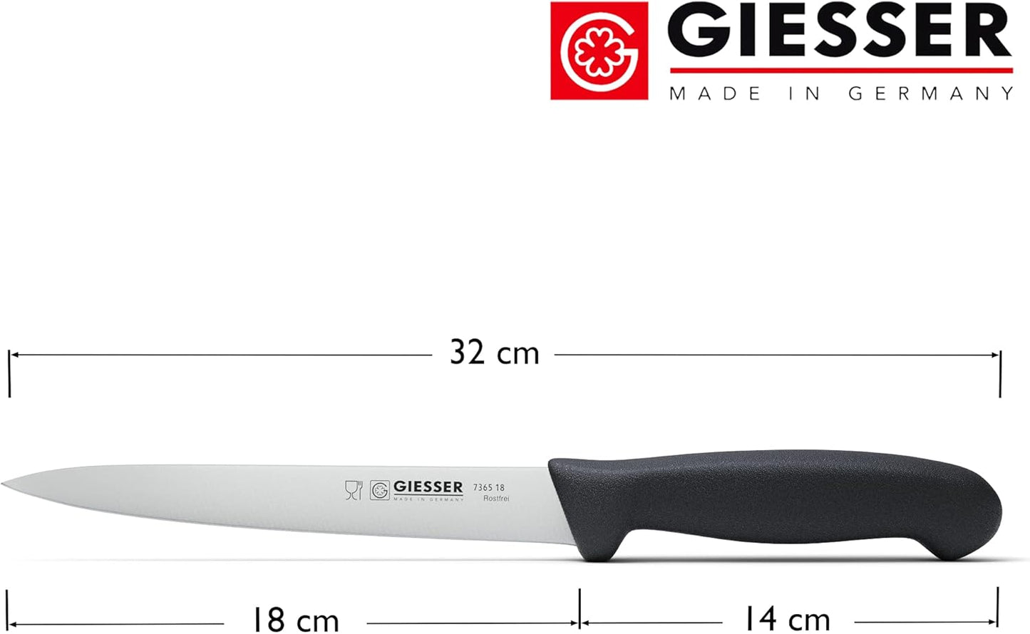 Filetiermesser, Schwarz / 18 cm Filiermesser