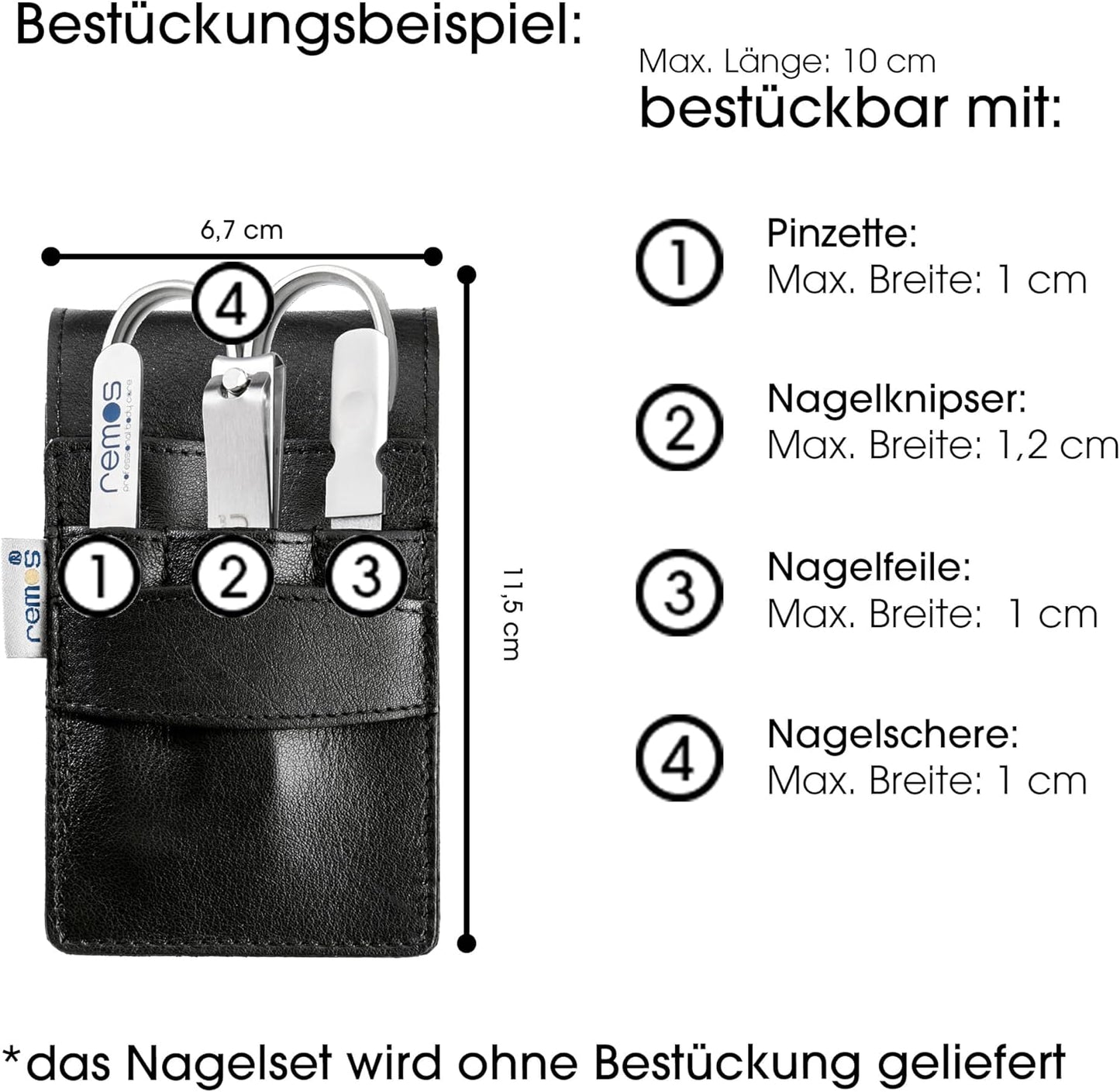 Nageletui aus Leder, Schwarz