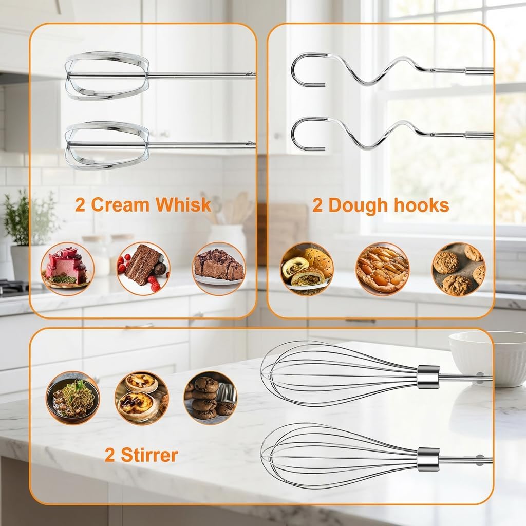 Handmixer Elektrisch mit 5 Geschwindigkeiten & Turbinenfunktion