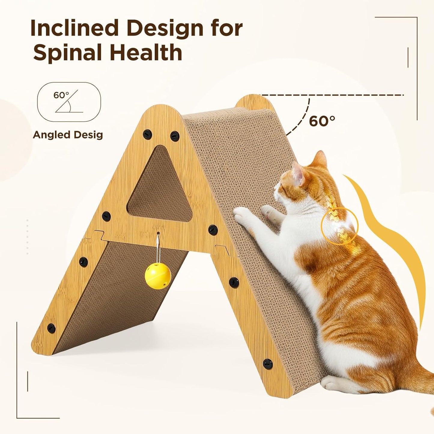Kratzbrett für Katzen, A-Form, 44 x 39 x 29.5 cm (4 cm Dicke)