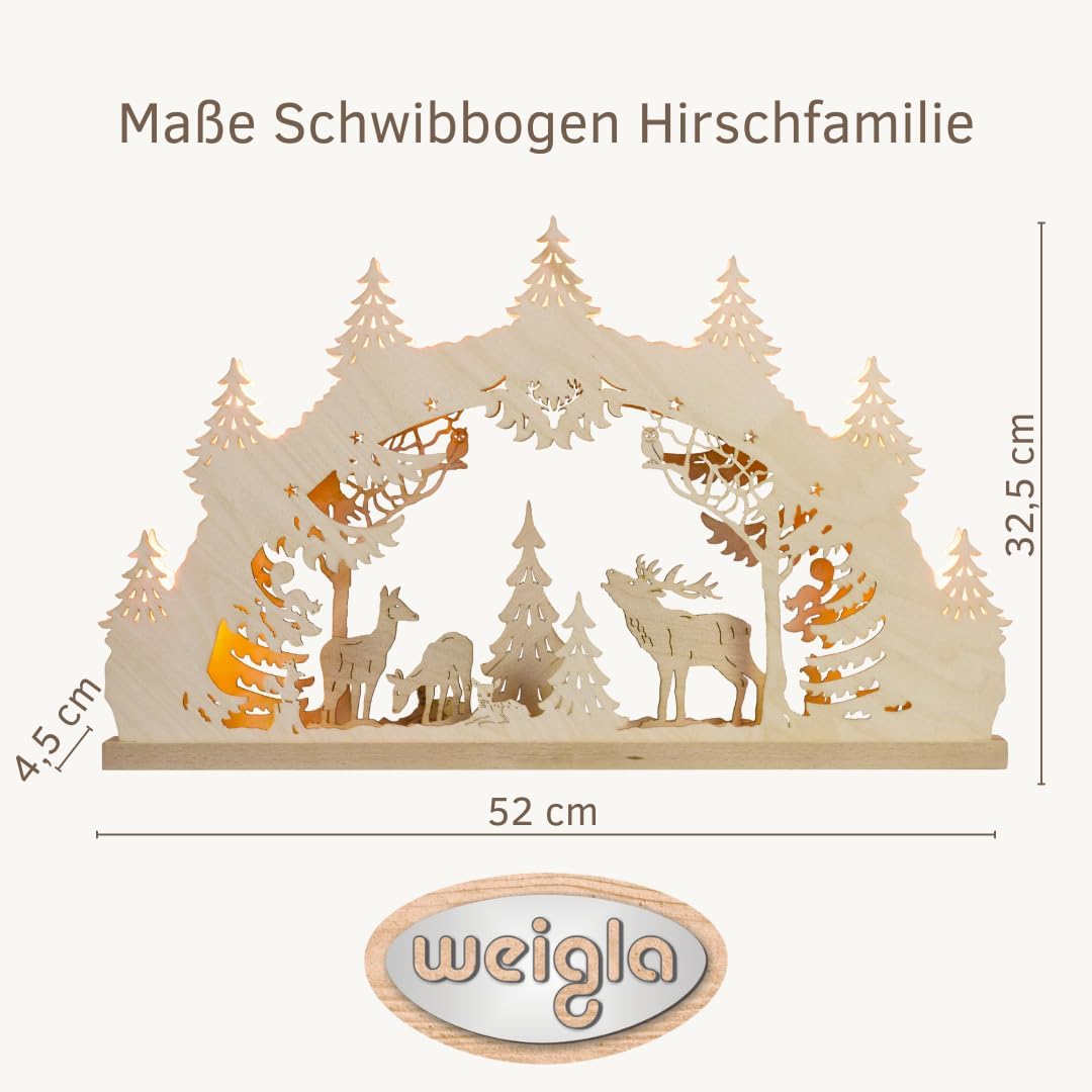 LED Schwibbogen Hirschfamilie, 8 Lampen