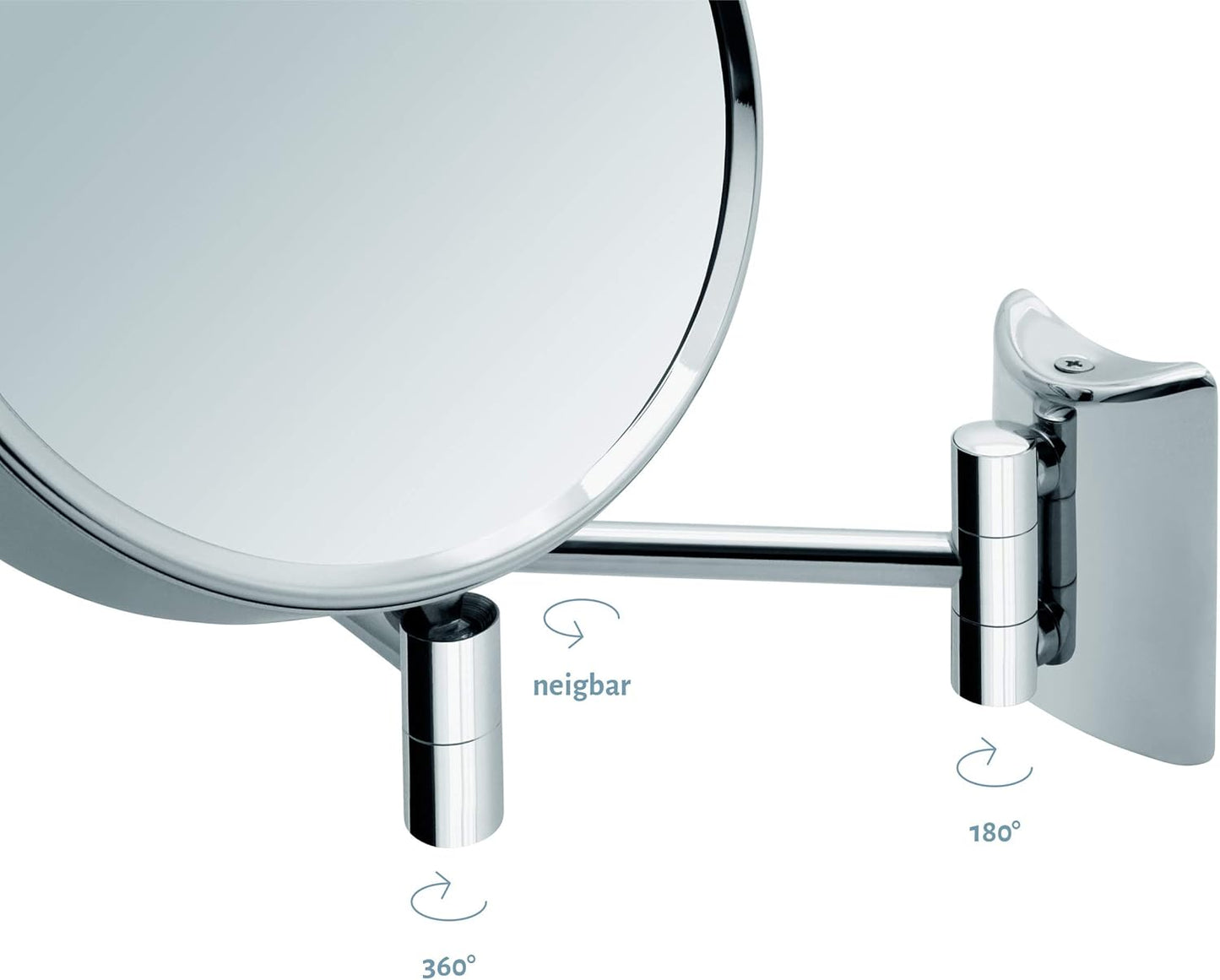 Drehbarer Schminkspiegel mit Wandmontage, 3x/10x Vergrösserung, Silber (3x/10x)
