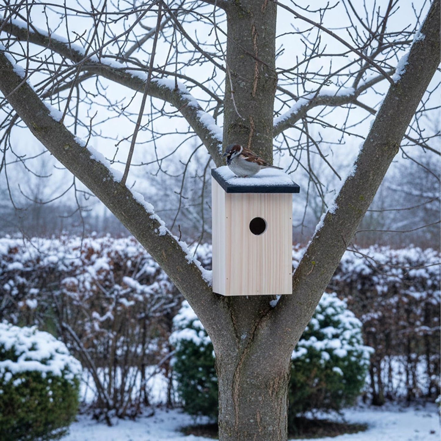 4x Nistkasten, Natur/ Schwarz