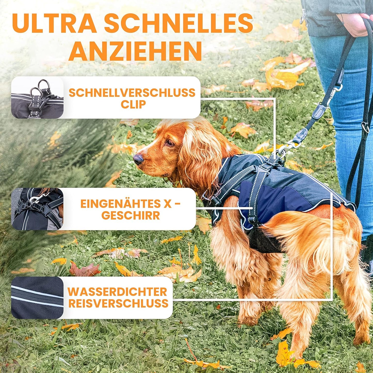 Regenmantel für Hunde, XS (Brustumf. 54-60cm) (Rückenl. 43-45cm) Blau