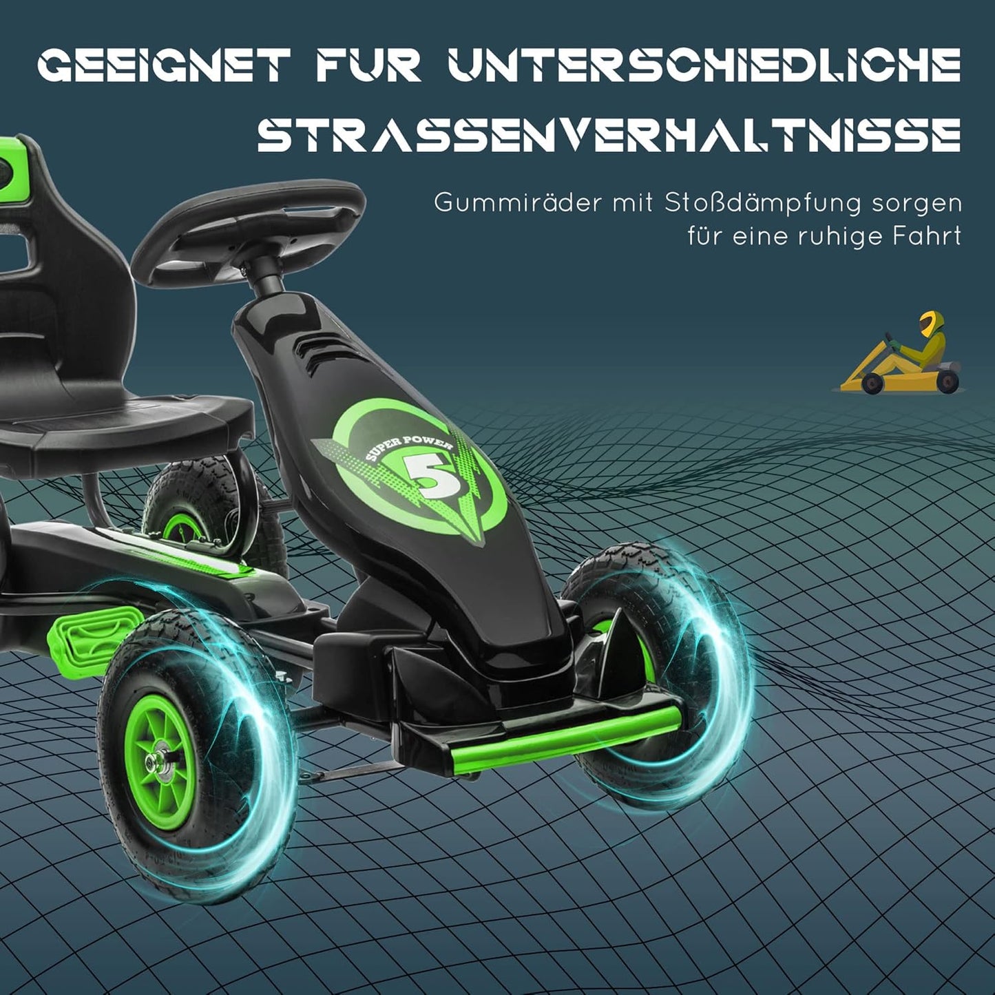 Kinder-Gokart, Grün+schwarz