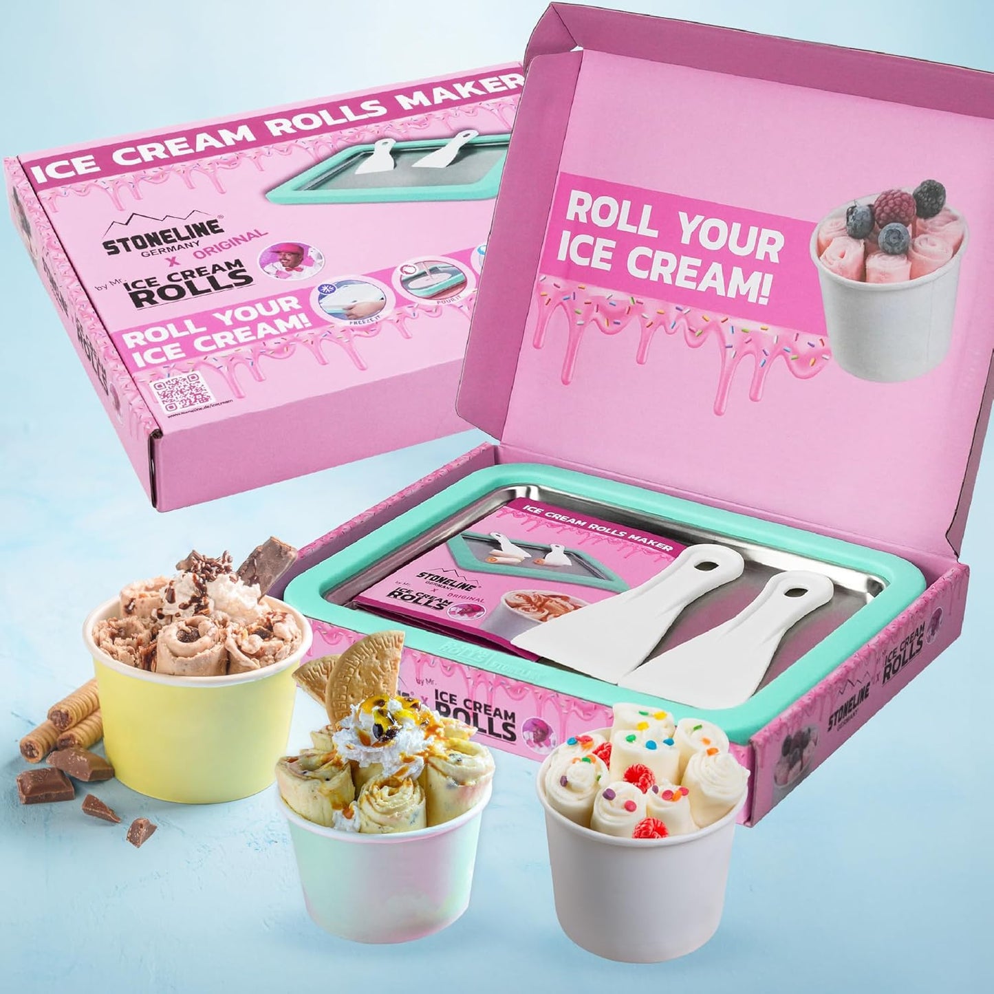 Ice Cream Rolls Maker (inkl. 2 Spateln), Grün