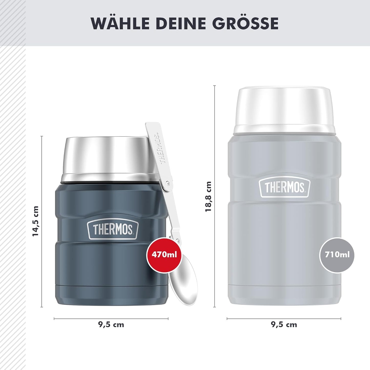 Thermobehälter für Essen, 0,47 l, mit Löffel, Ice Grey Polished 0.47 l