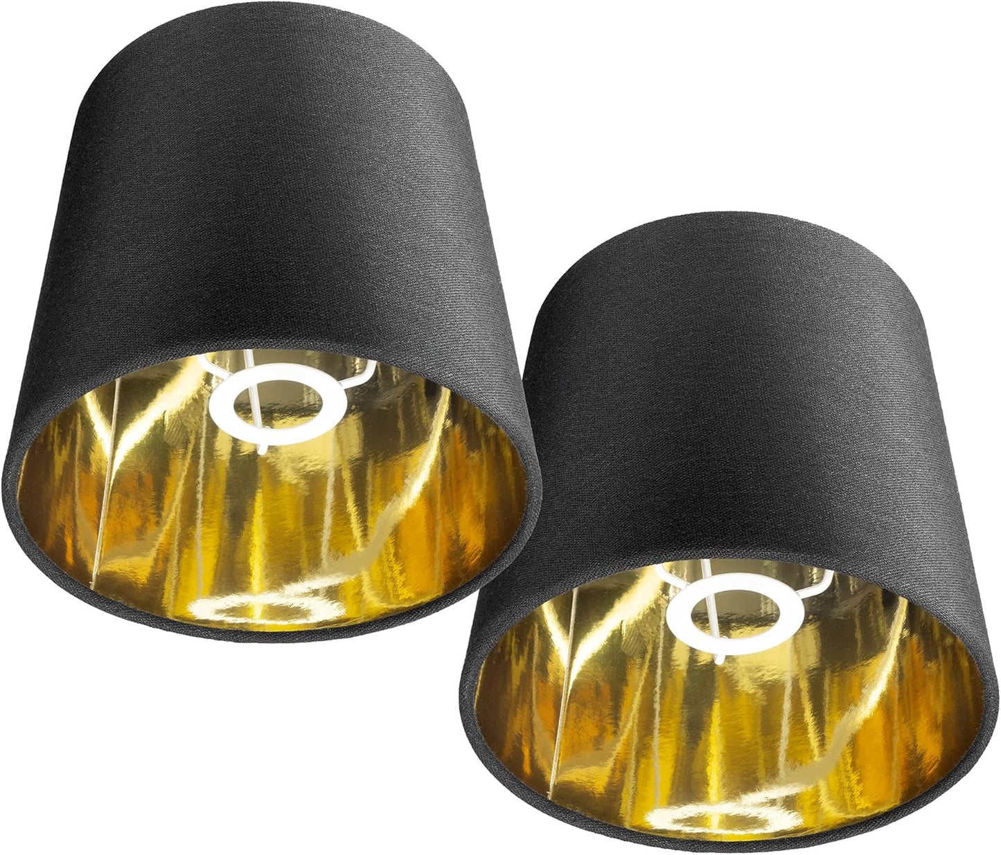 2er-Set Lampenschirm für Tischlampen, Schwarz / Gold