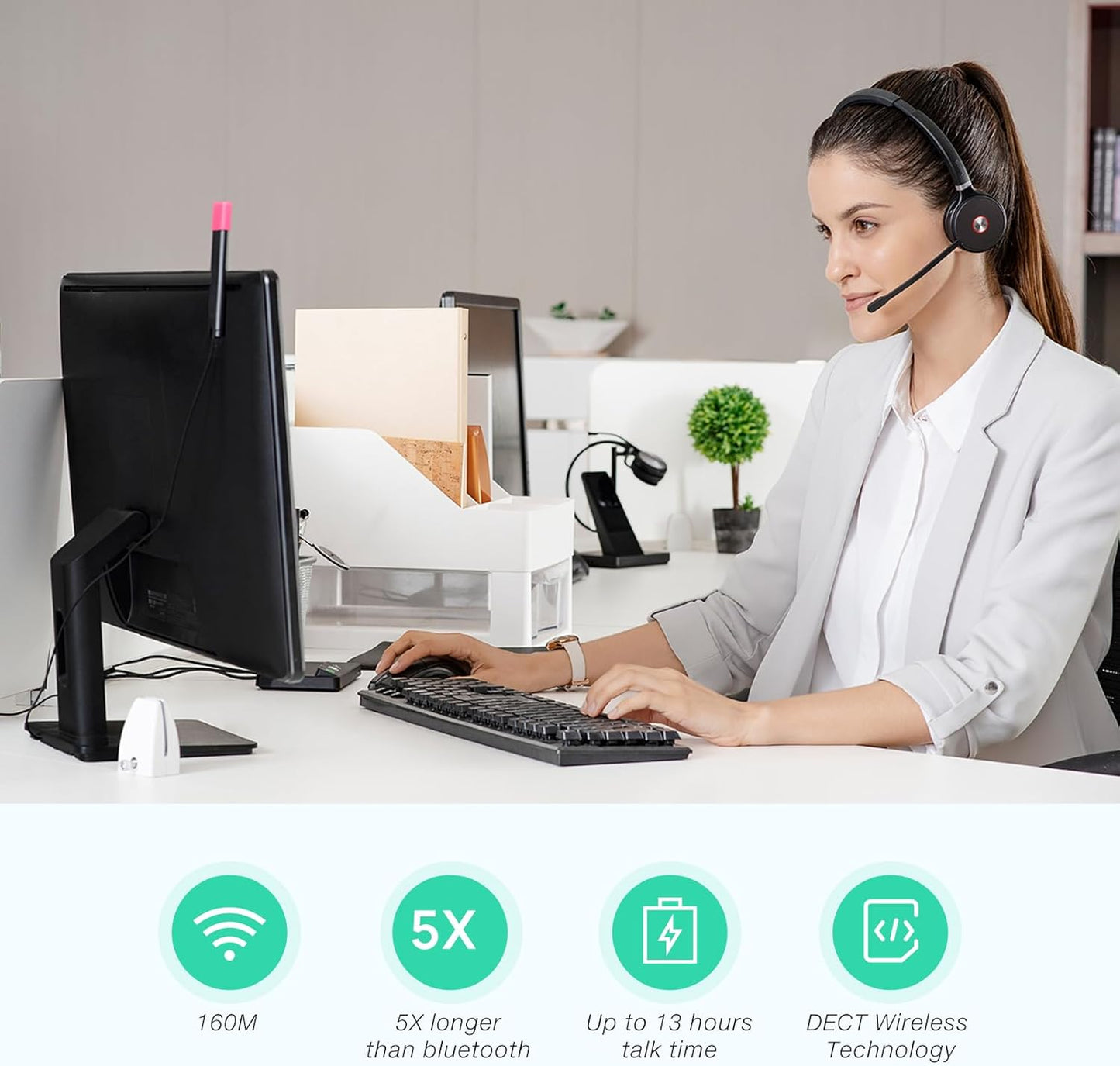 Kabelloses Mono-Headset WH62, Mono Black