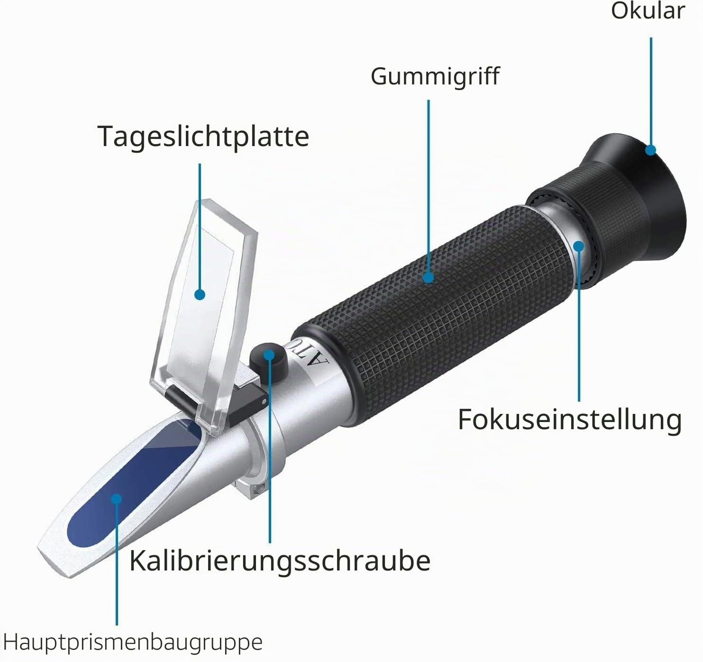 Salzgehalt Refraktometer mit ATC für Aquarien, Schwarz
