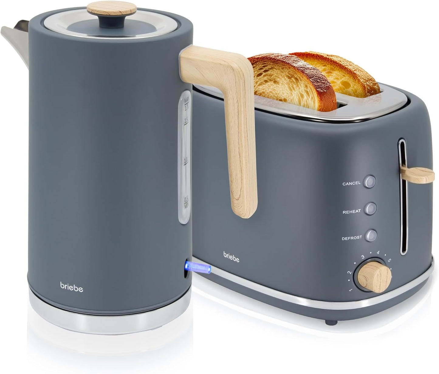 Nordic Frühstücksset mit Toaster & Wasserkocher, Grau
