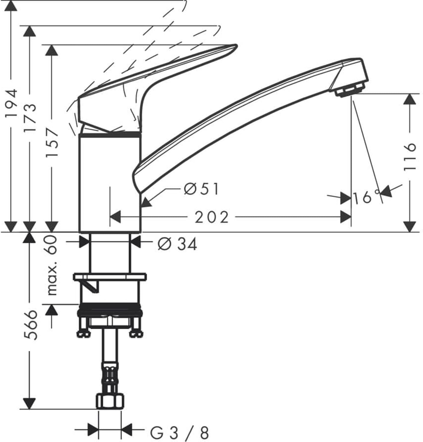 Logis, Chrom Auslaufhöhe 120mm wasser-und energiesparend / schwenkbar