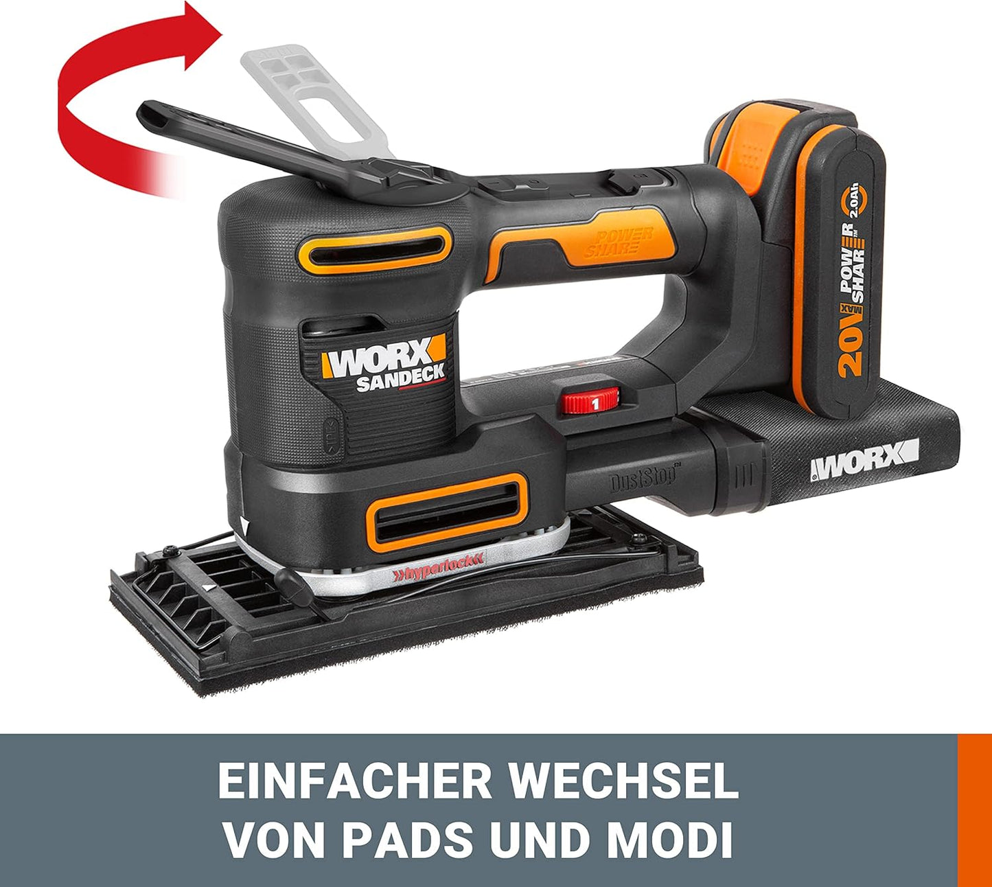 5-in-1 Akku-Multischleifer WX820.9 ohne Akku & Ladegerät, Multischleifer ohne Akku + Ladegerät