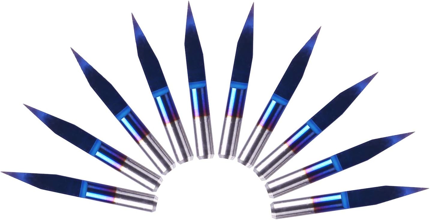 Nano Blue Coat CNC Fräser-Set, 20 Grad 0,1 mm Spitze