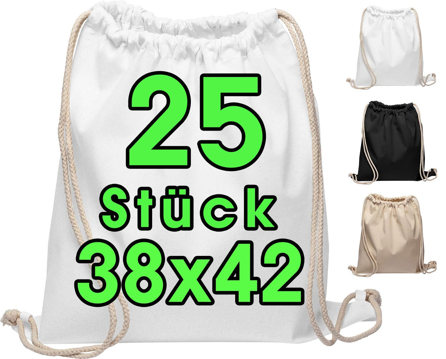 Turnbeutel, 25 Stück, Weiss