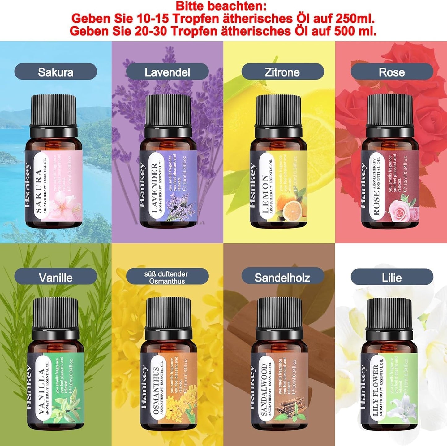 Aroma Diffuser mit 8 ätherischen Ölen und Fernbedienung, Gold3