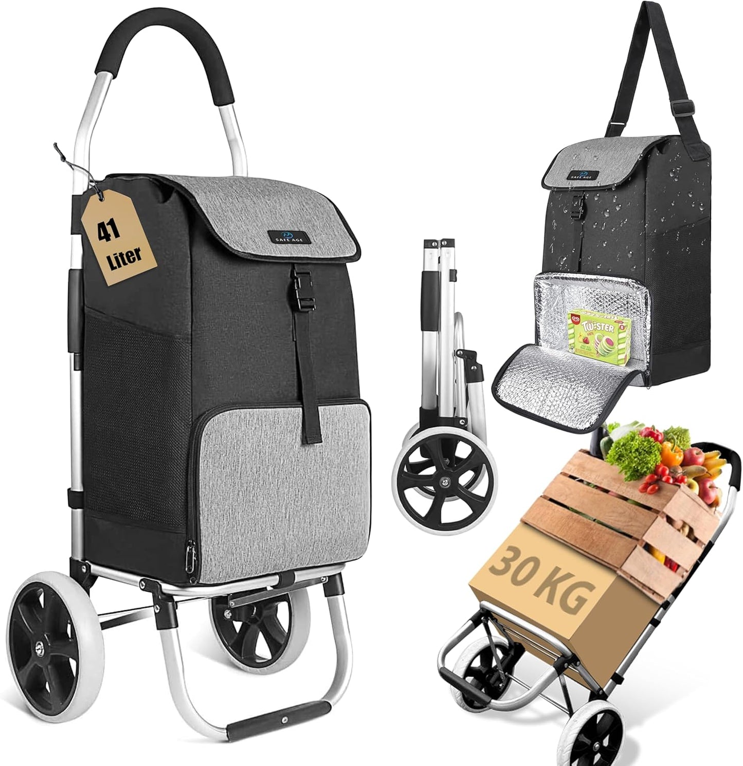 Einkaufstrolley mit Kühl- und Sackkarren-Funktion