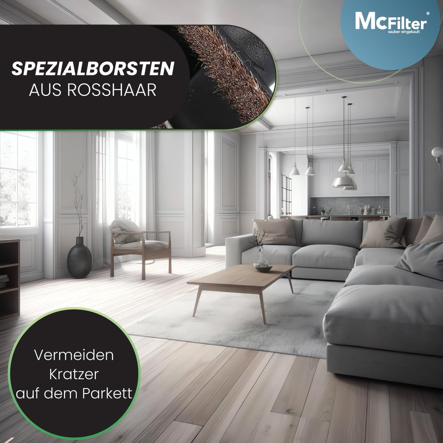 Universal Hartbodendüse für Staubsauger, Parkettdüse Rosshaar