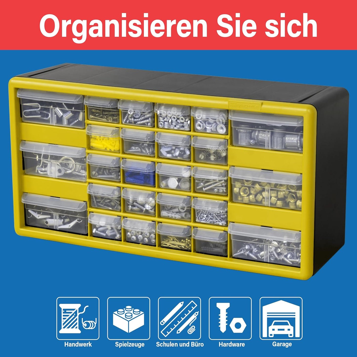 Aufbewahrungsschrank mit 26 Schubladen, 26 Drawer Gelb