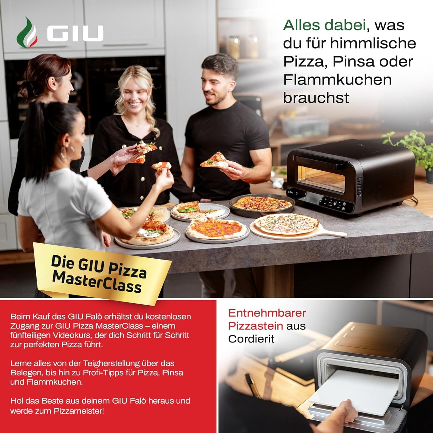 Elektrischer Pizzaofen für neapolitanische Pizza, Nero