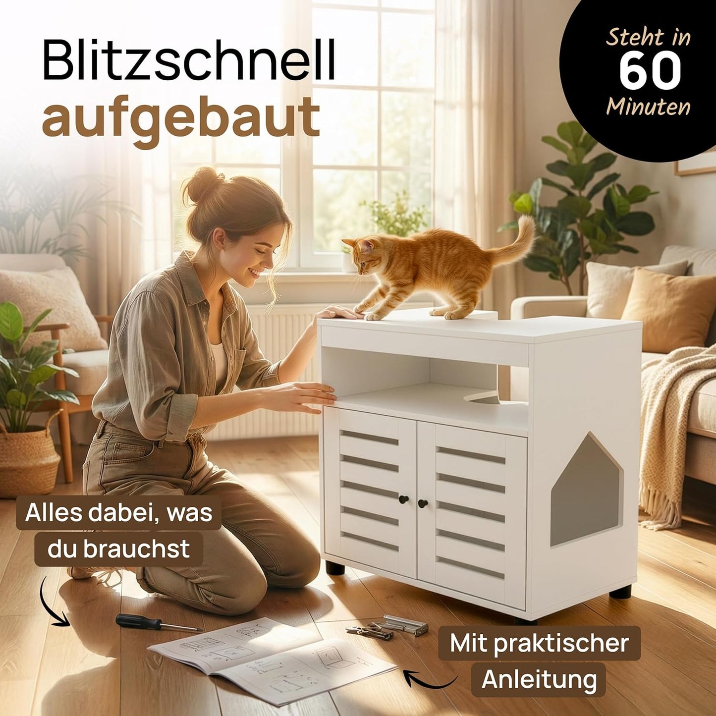 Katzenschrank für Katzenklo, Weiss