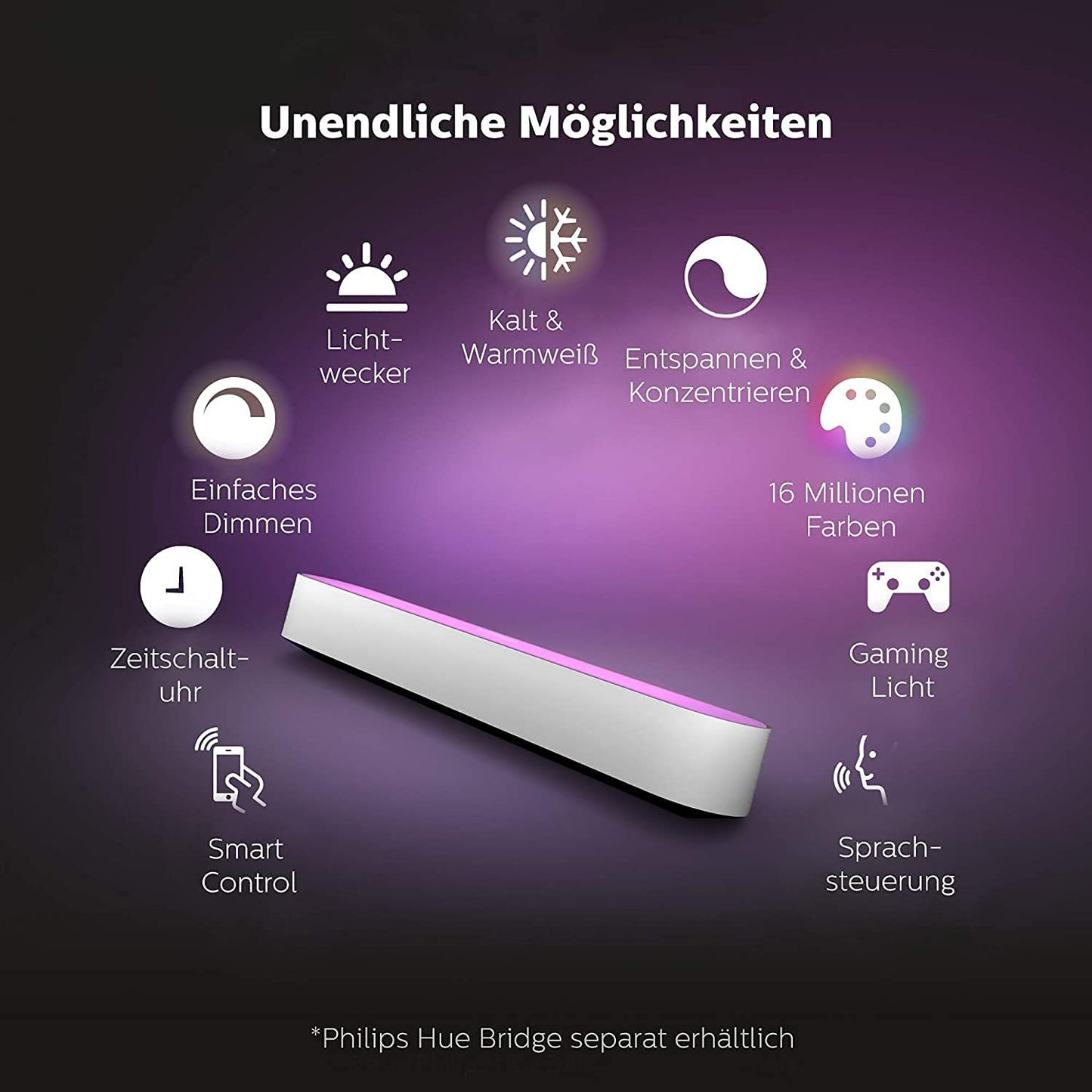 White & Color Ambiance Play Lightbar, LED-Leuchte, 2er Pack Wit