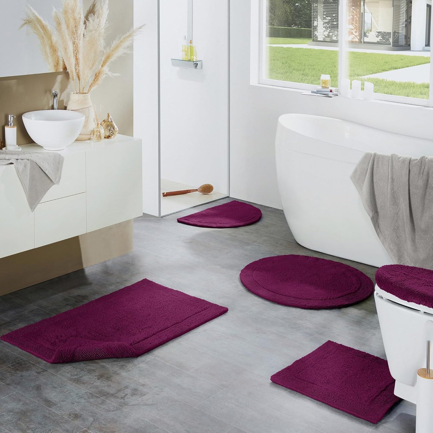 Badematte Stuttgart, 80x150 cm, Beere Badteppich - 80x150 cm