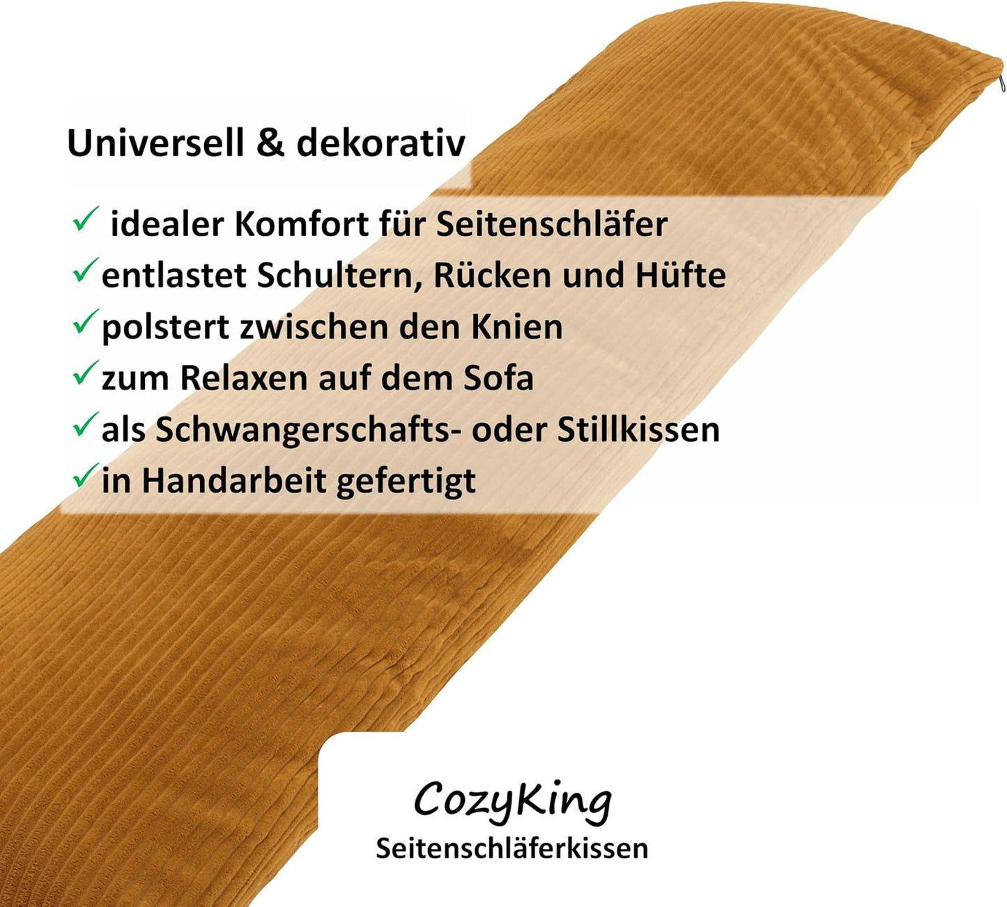 Seitenschläferkissen, Gold 80x40 cm
