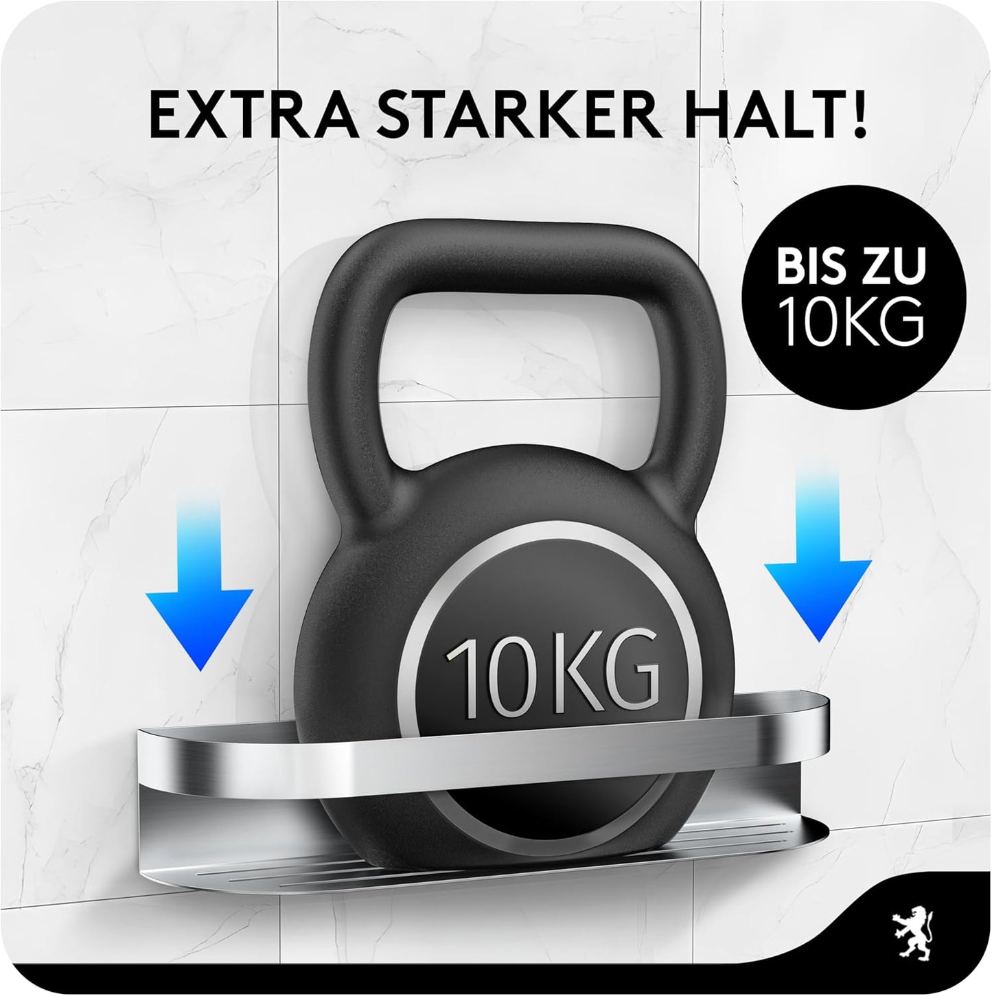Duschablage ohne Bohren (XXL, 38cm, Edelstahl), ARCOS 38