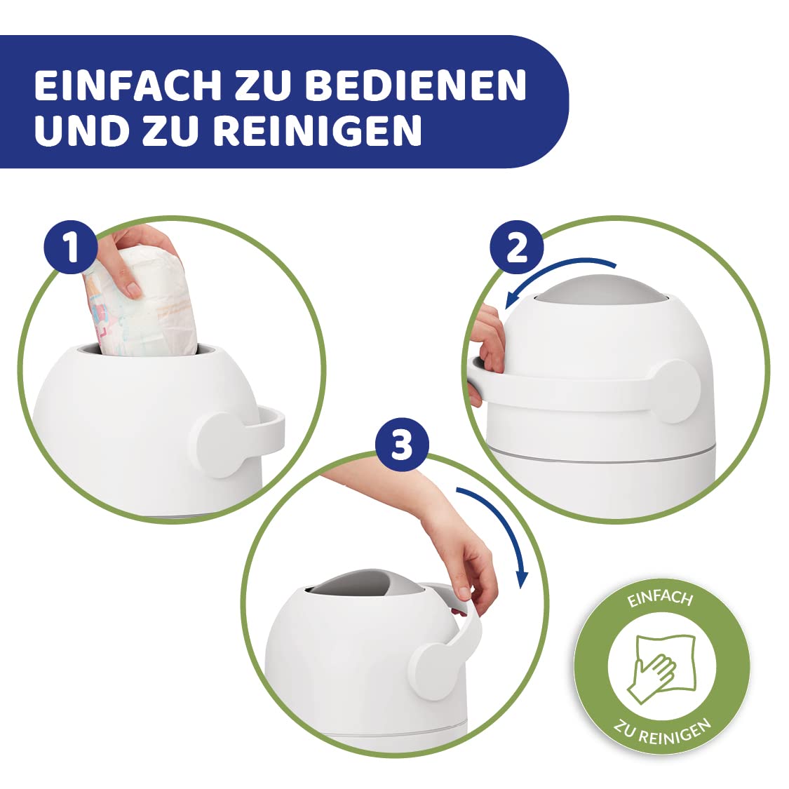 Windeleimer Odour Off, Classic Weiß M - Bis zu 25 Windeln