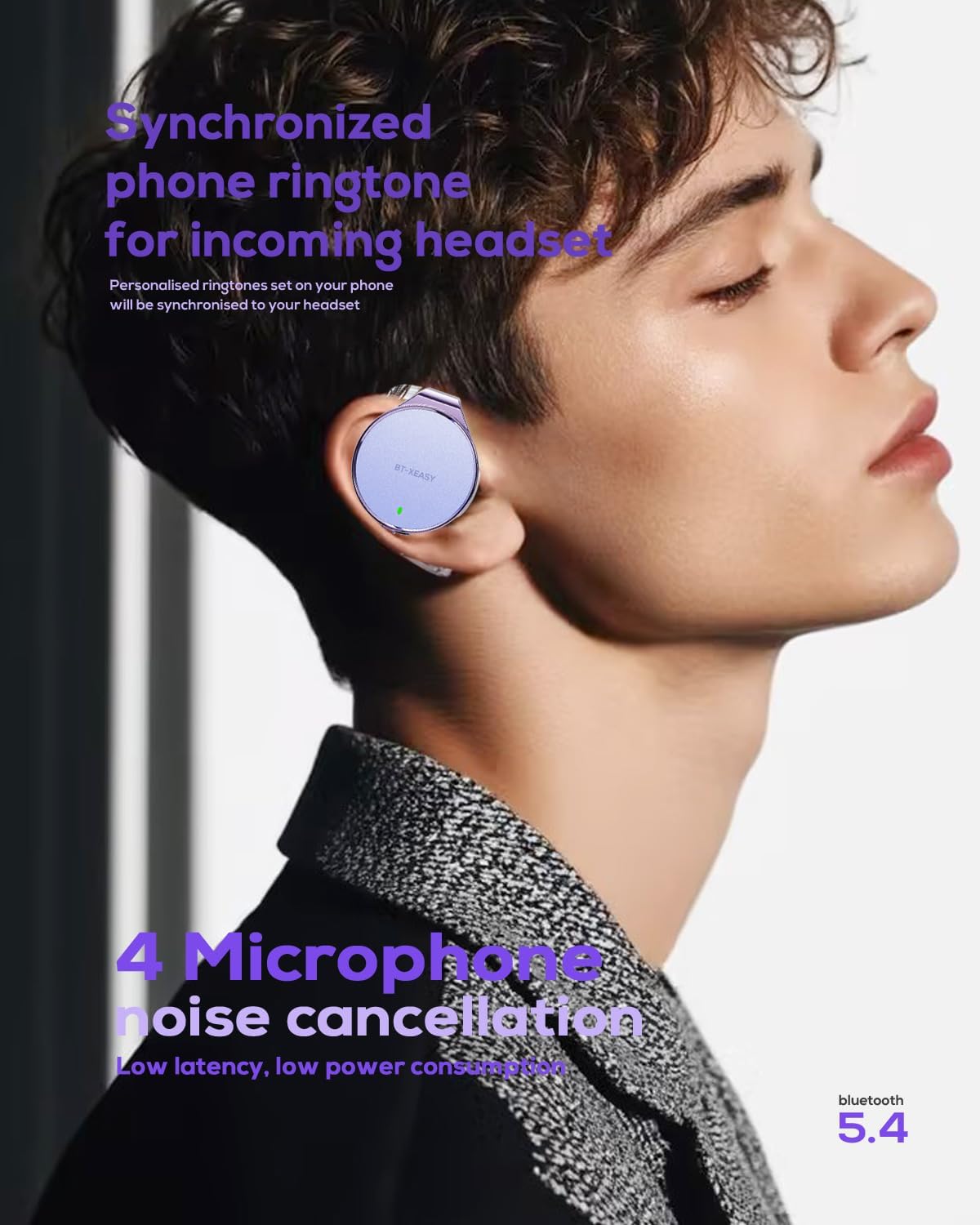 Bluetooth On-Ear Kopfhörer mit Geräuschunterdrückung, Flieder