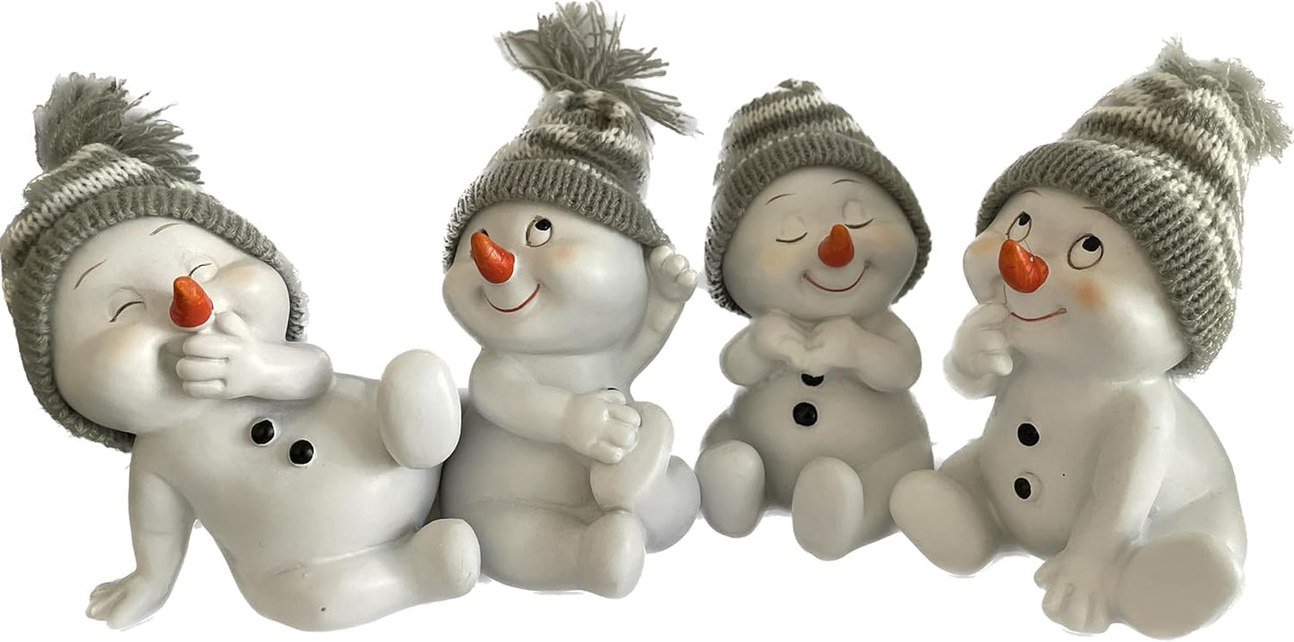 Schneemann-Figuren Set, Grau Sitzend