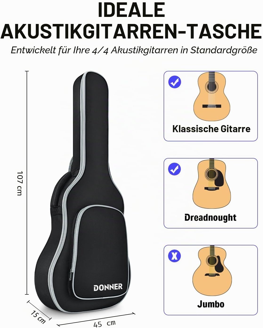 Gitarrentasche, 41 Zoll - 5mm Dicke