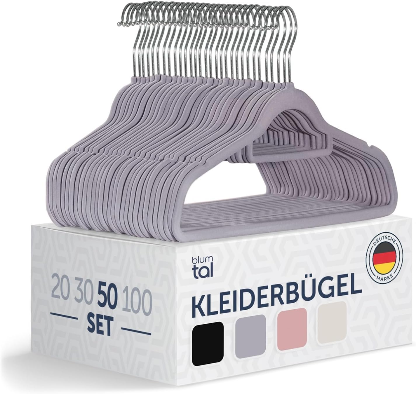 Kleiderbügel-Set, 50 Stück, Grau