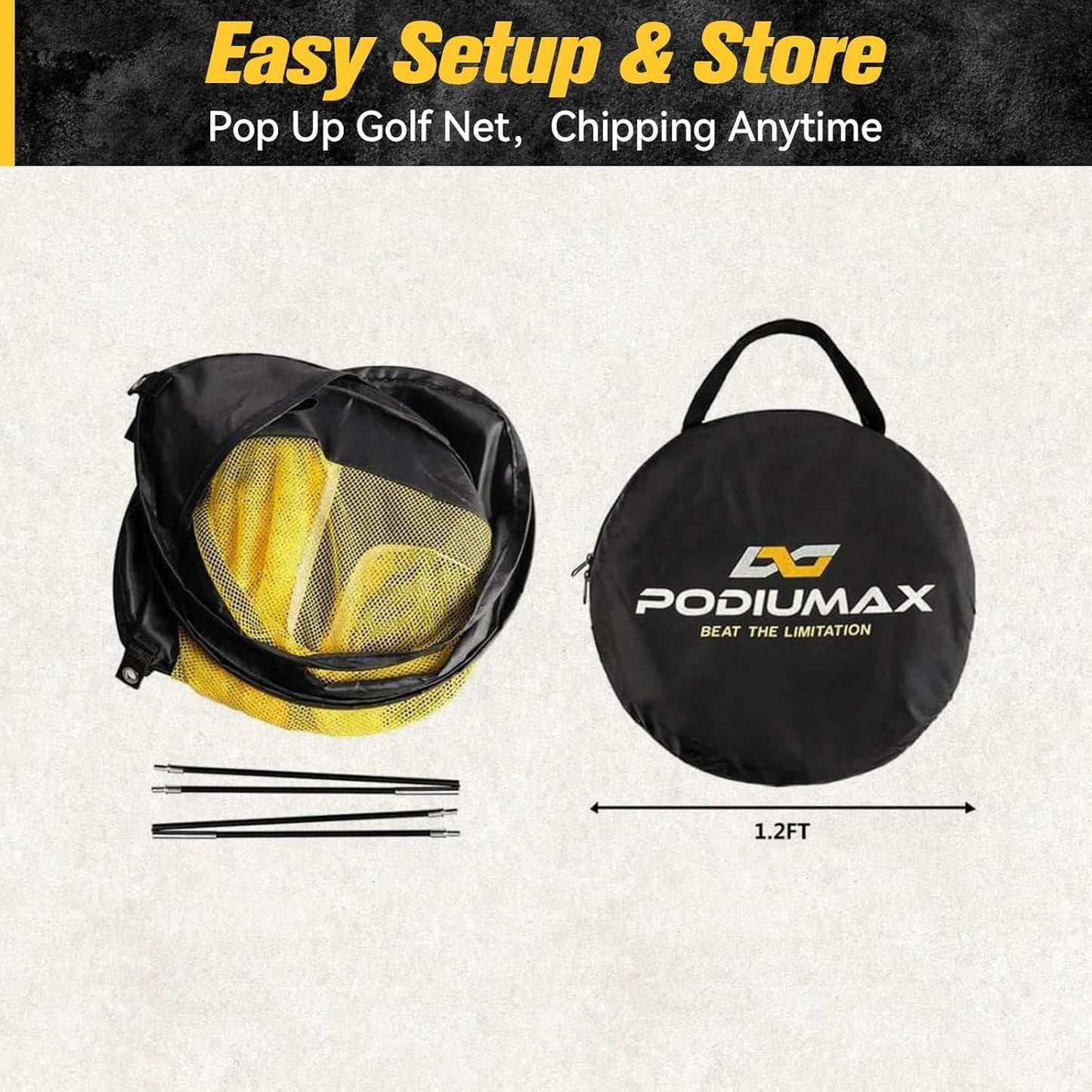 Golf Übungsnetz für Indoor & Outdoor, Black Yellow-64*50*64 CM