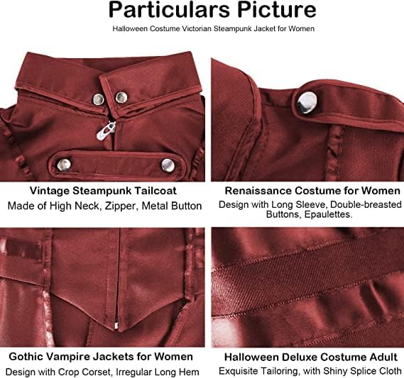 Steampunk Damen Frack Jacke, Rot M