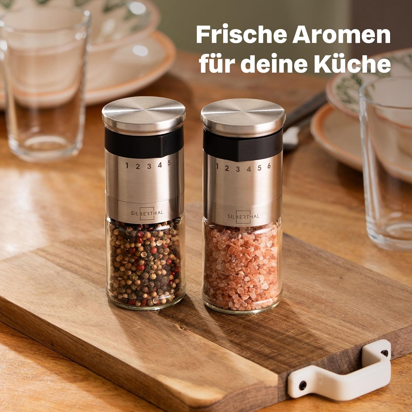 2er-Set Pfeffer- & Salzmühle, 2er Set Mahlgrad aussen